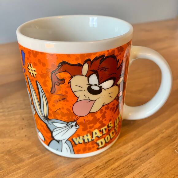 Vintage Looney Tunes Taz Devil Coffee Mug Set of 2 Bugs Bunny Warner Bros - Picture 7 of 12